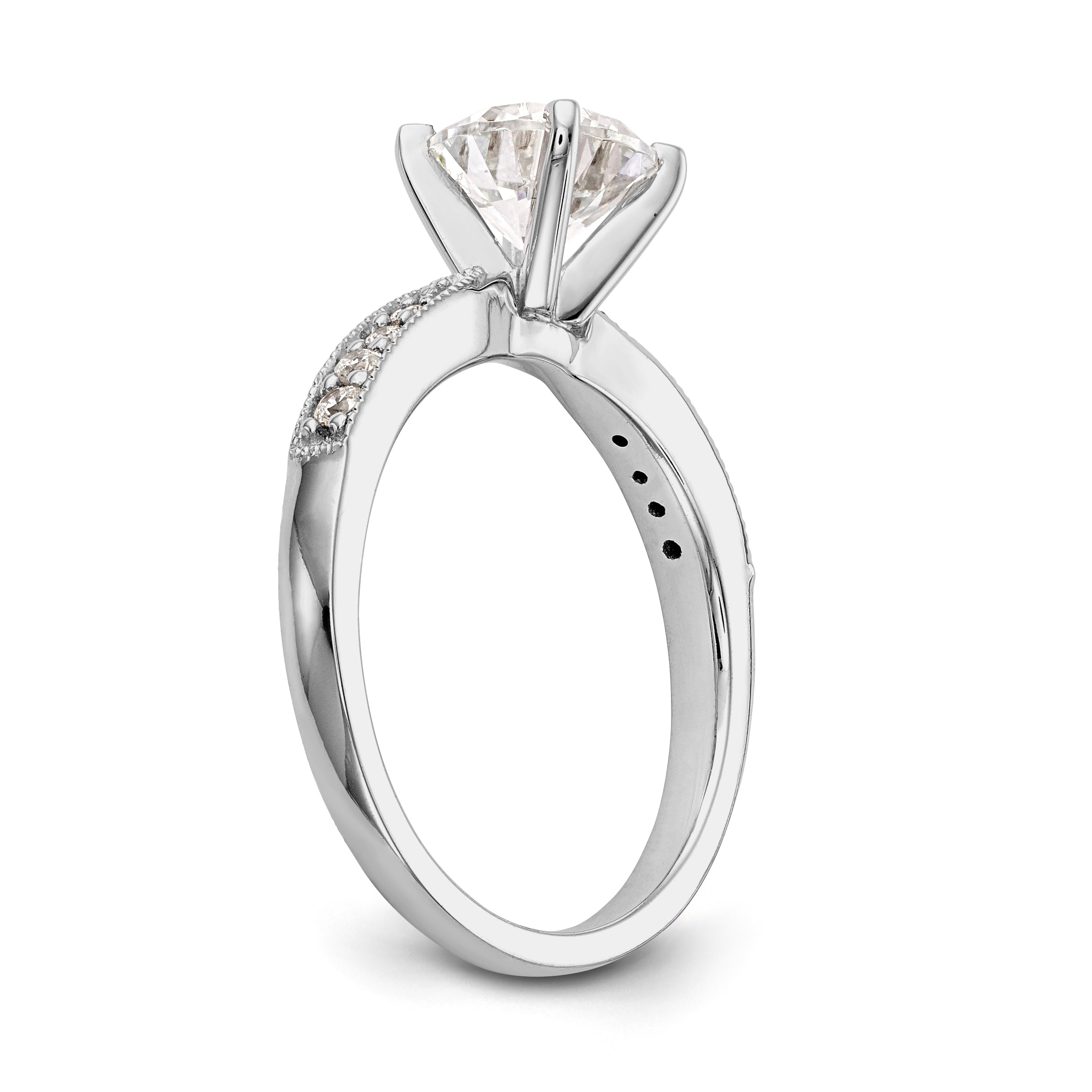 14K White Gold Diamond Peg Set Engagement Ring