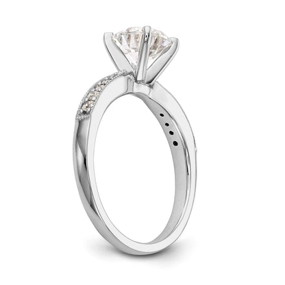 14K White Gold Diamond Peg Set Engagement Ring