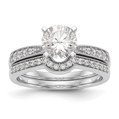 14K White Gold Diamond Peg Set Engagement Ring