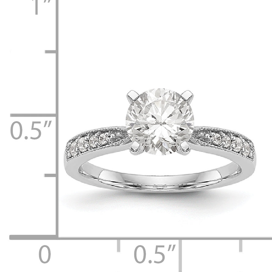 14K White Gold Diamond Peg Set Engagement Ring