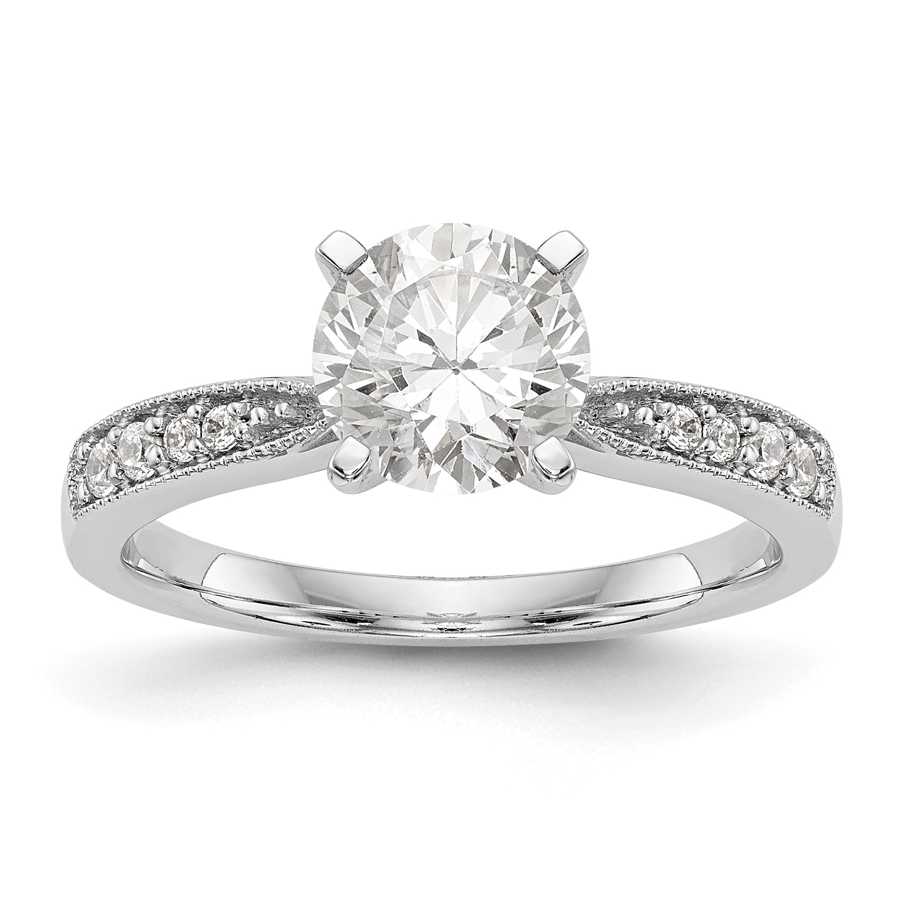 14K White Gold Diamond Peg Set Engagement Ring