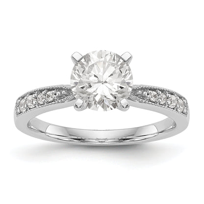 14K White Gold Diamond Peg Set Engagement Ring
