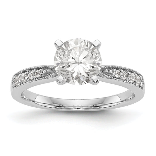 14K White Gold Diamond Peg Set Engagement Ring