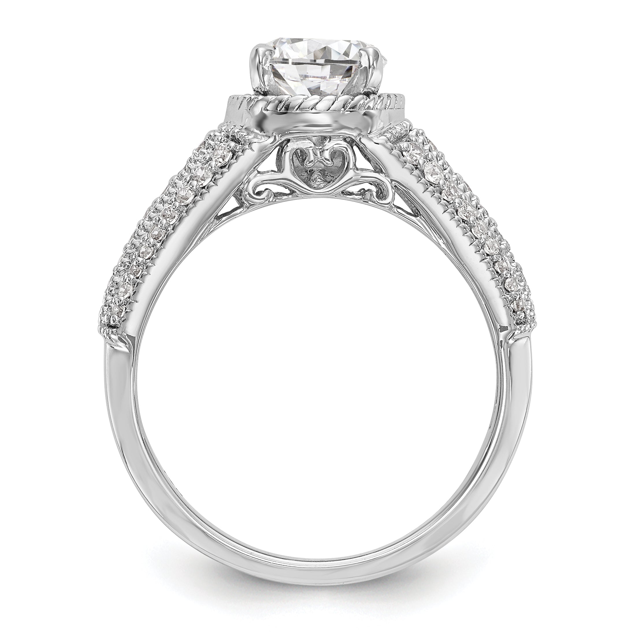 14K White Gold Diamond Peg Set Engagement Ring