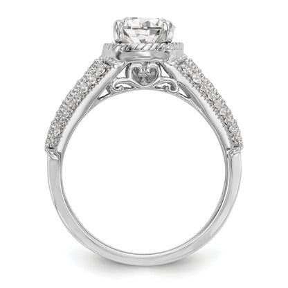 14K White Gold Diamond Peg Set Engagement Ring