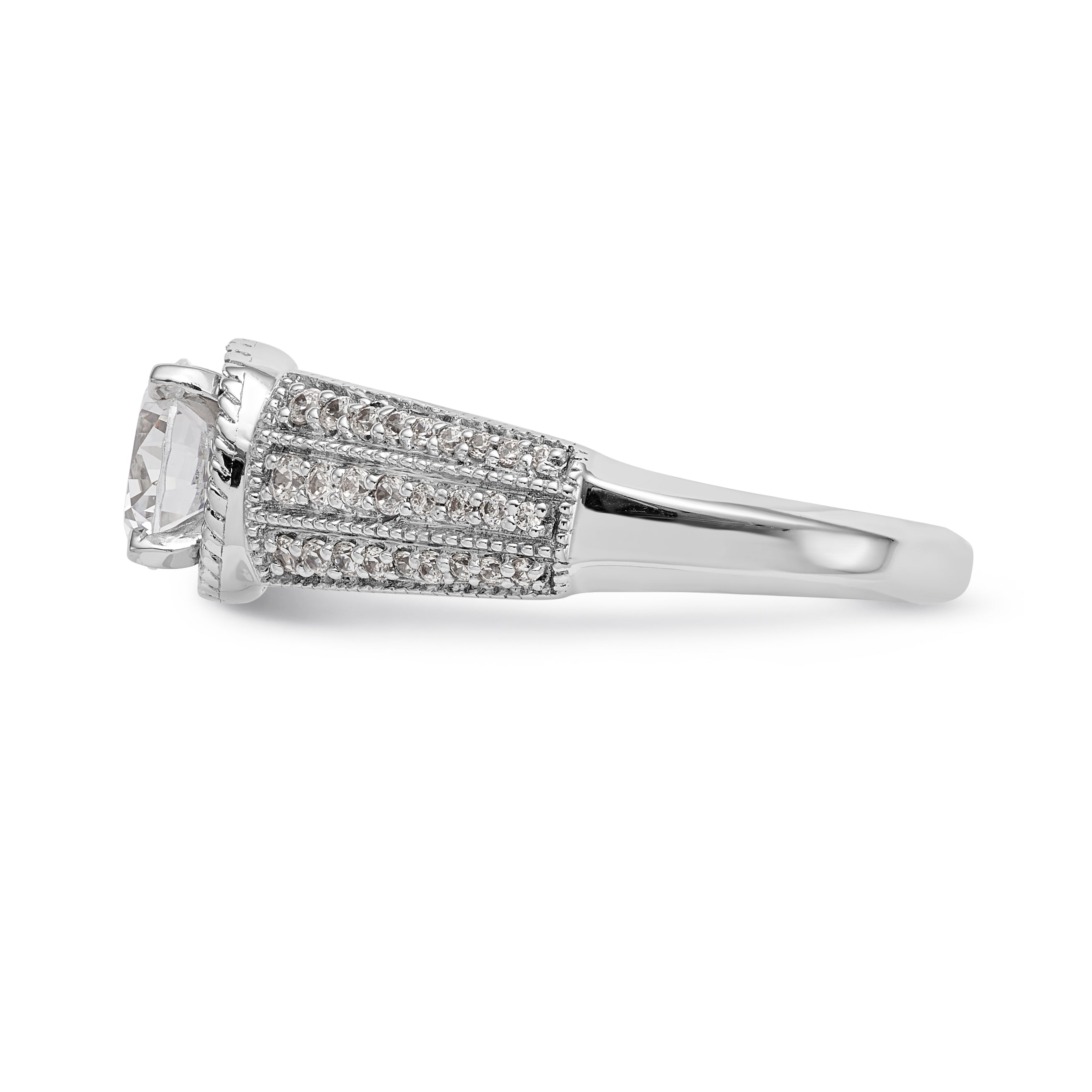 14K White Gold Diamond Peg Set Engagement Ring