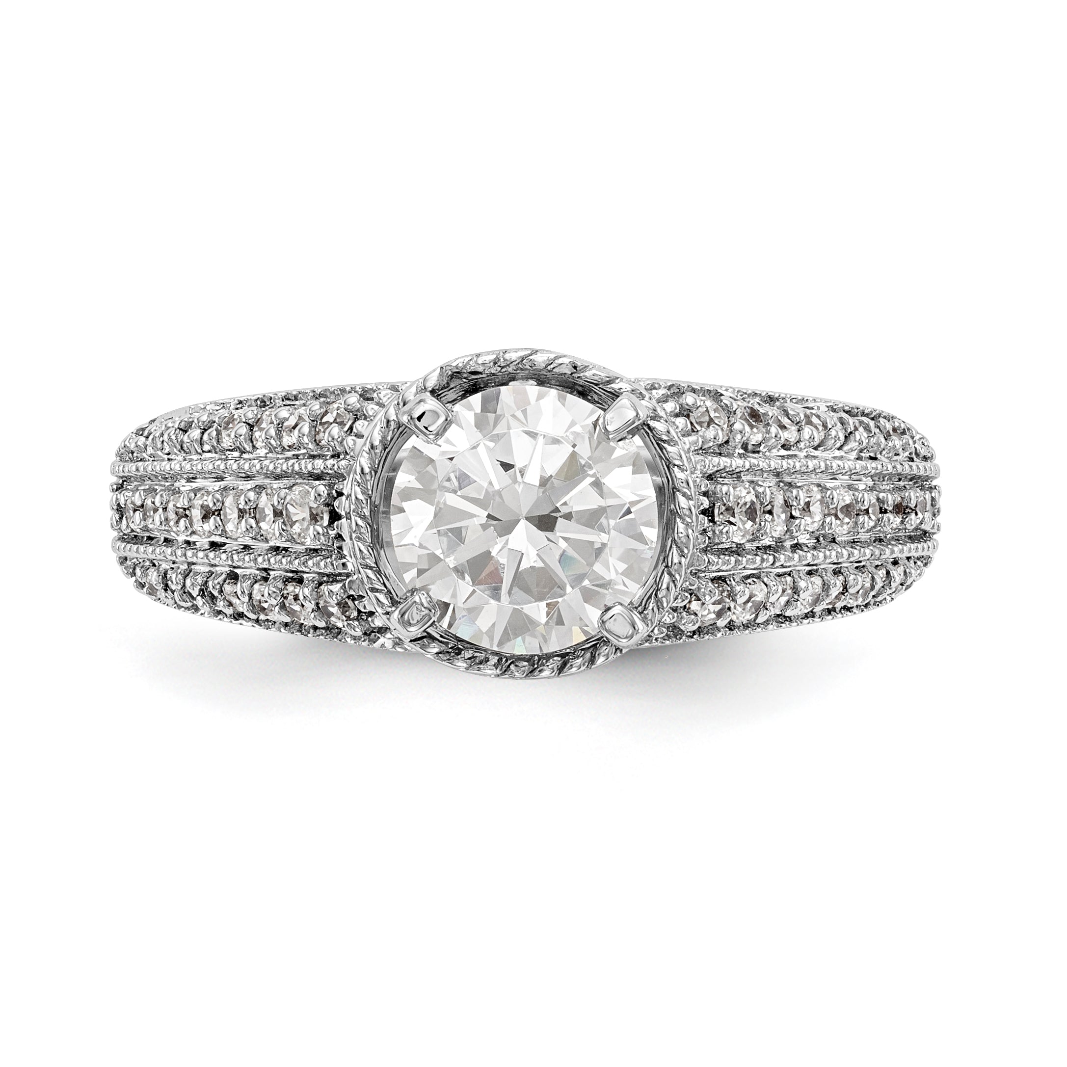 14K White Gold Diamond Peg Set Engagement Ring