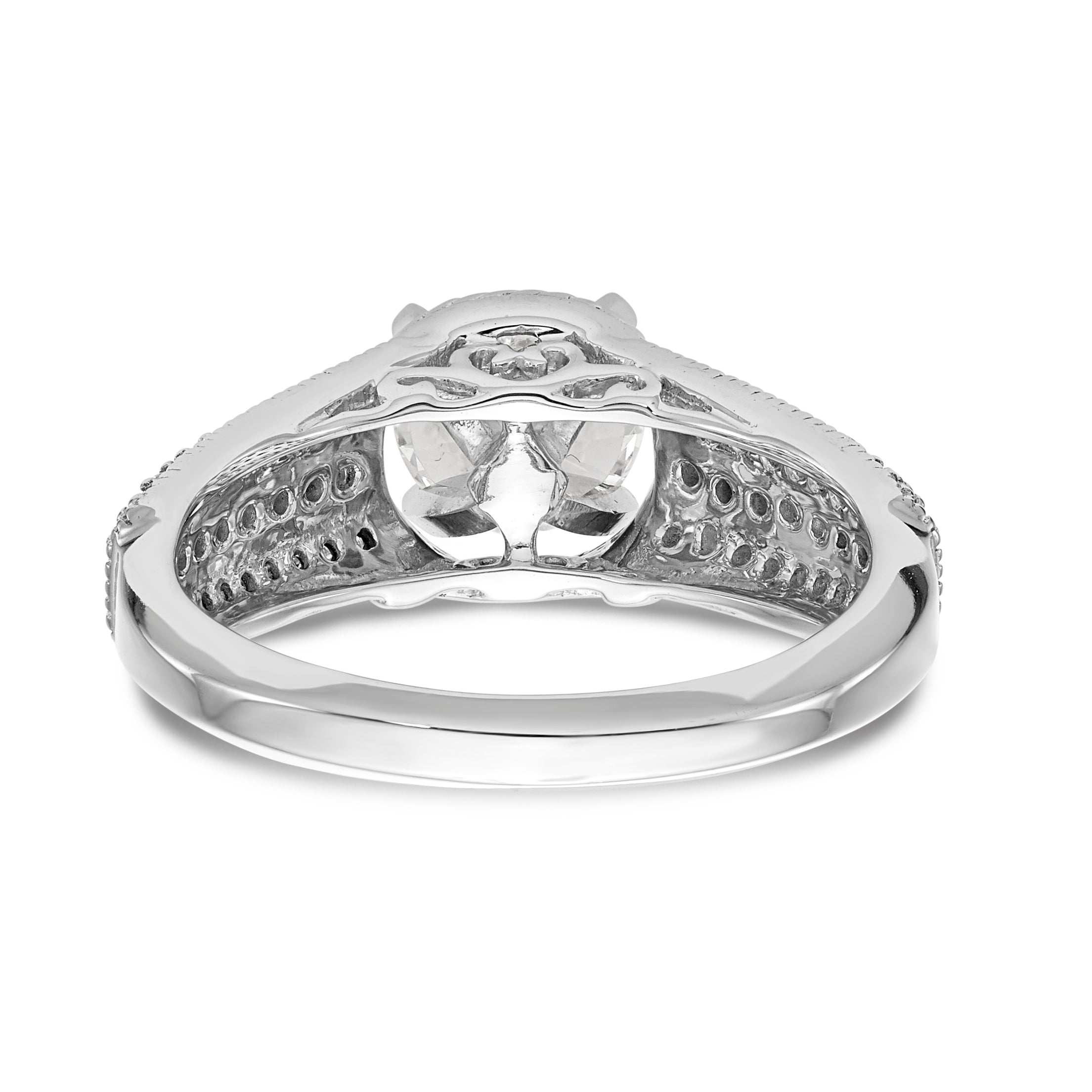14K White Gold Diamond Peg Set Engagement Ring