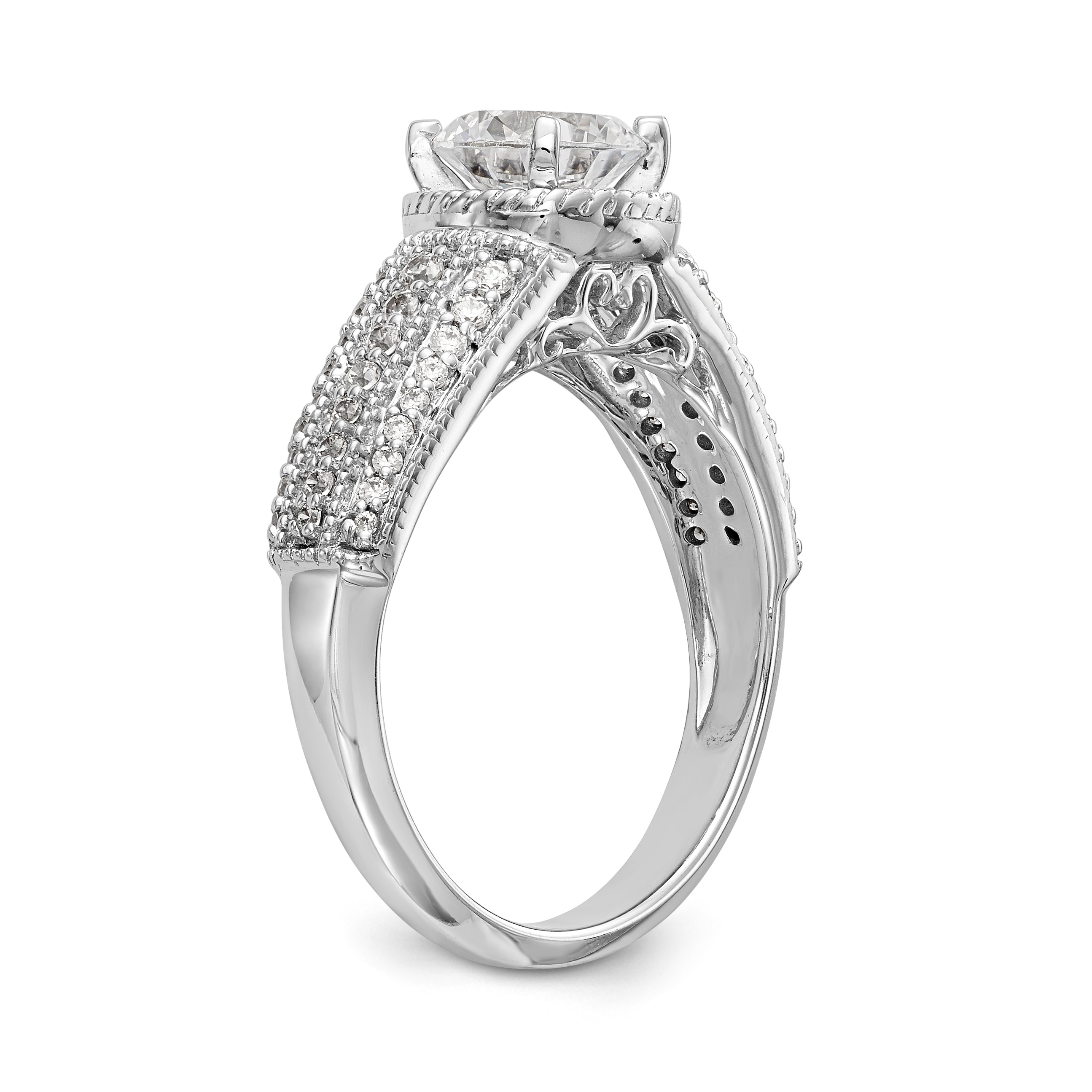 14K White Gold Diamond Peg Set Engagement Ring