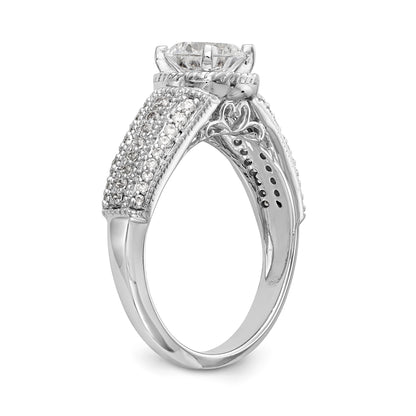 14K White Gold Diamond Peg Set Engagement Ring