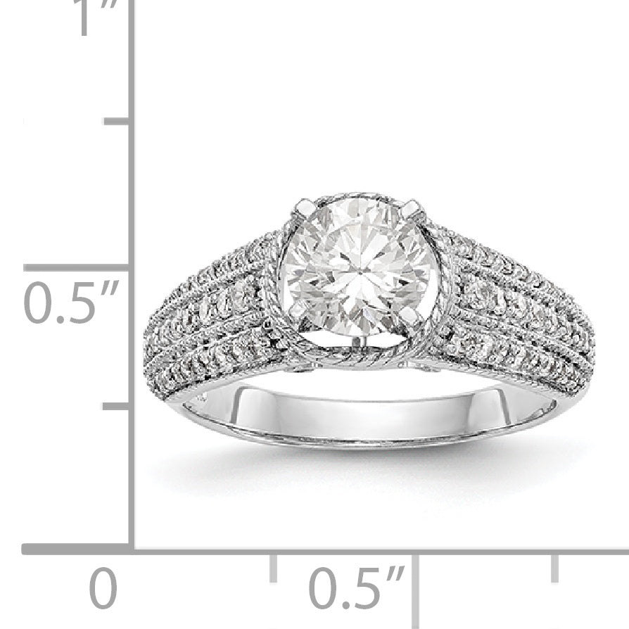 14K White Gold Diamond Peg Set Engagement Ring