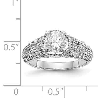 14K White Gold Diamond Peg Set Engagement Ring