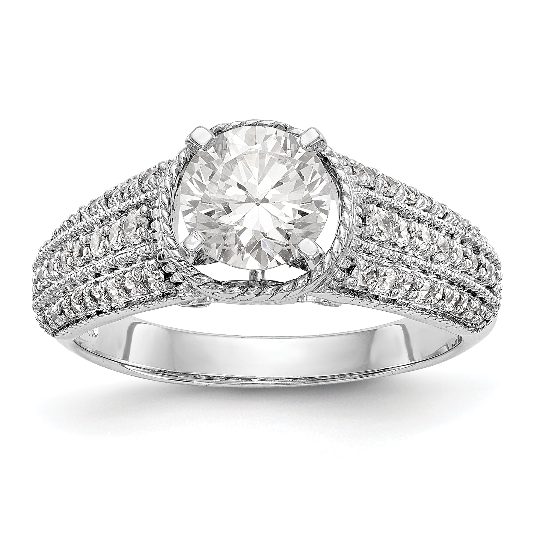14K White Gold Diamond Peg Set Engagement Ring