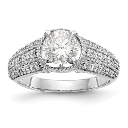 14K White Gold Diamond Peg Set Engagement Ring