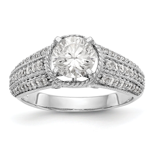 14K White Gold Diamond Peg Set Engagement Ring