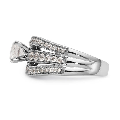 14K White Gold Diamond Peg Set Engagement Ring