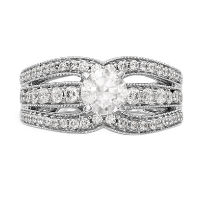 14K White Gold Diamond Peg Set Engagement Ring