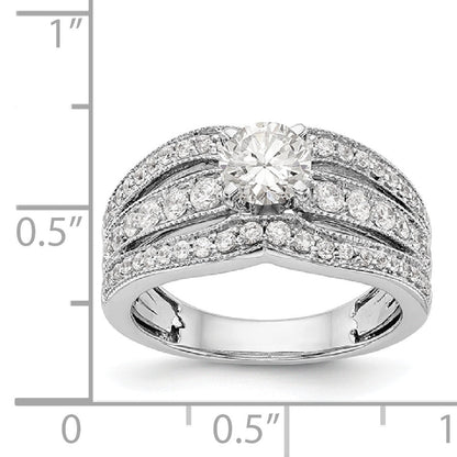 14K White Gold Diamond Peg Set Engagement Ring