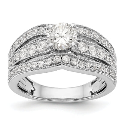 14K White Gold Diamond Peg Set Engagement Ring