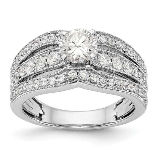14K White Gold Diamond Peg Set Engagement Ring
