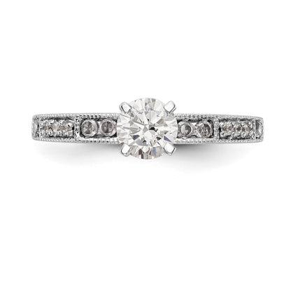 14K White Gold Diamond Peg Set Engagement Ring