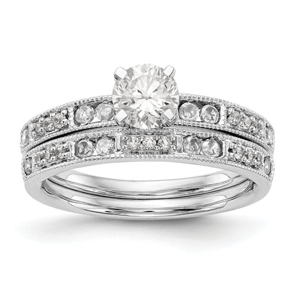 14K White Gold Diamond Peg Set Engagement Ring