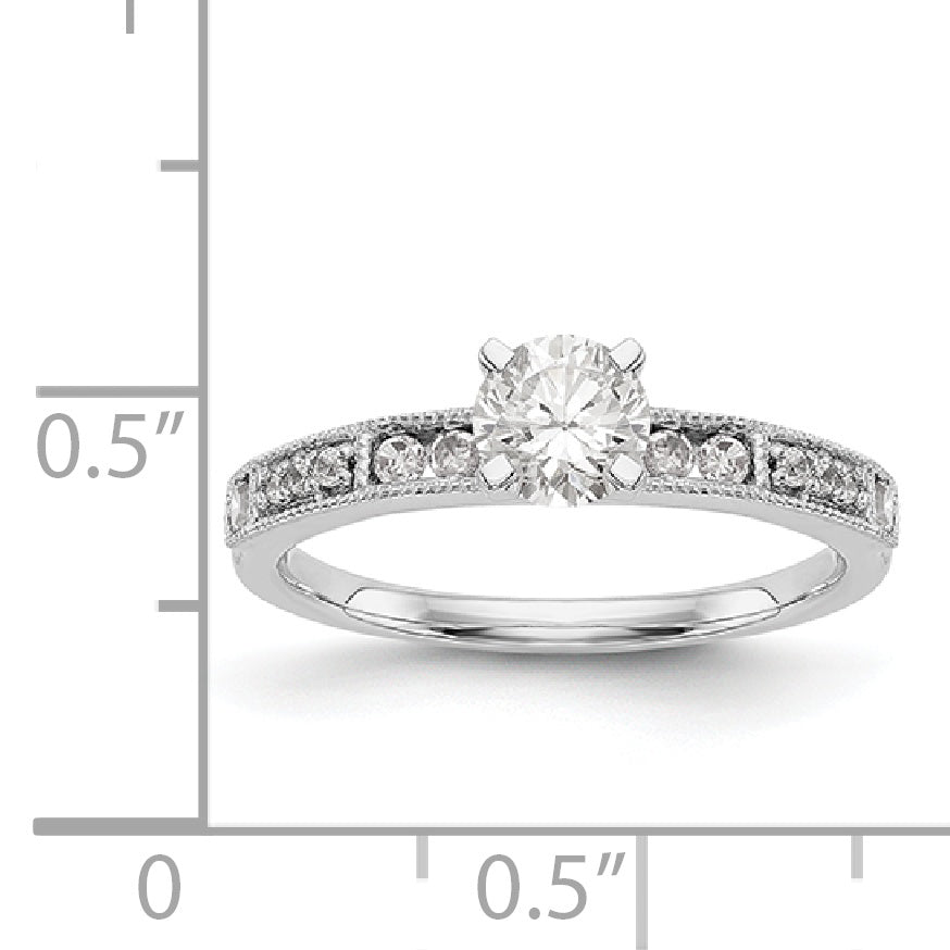 14K White Gold Diamond Peg Set Engagement Ring