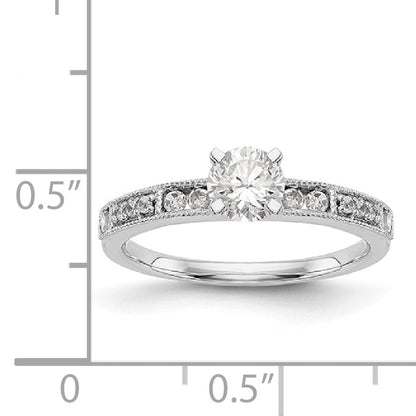 14K White Gold Diamond Peg Set Engagement Ring