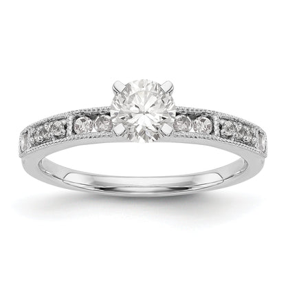 14K White Gold Diamond Peg Set Engagement Ring