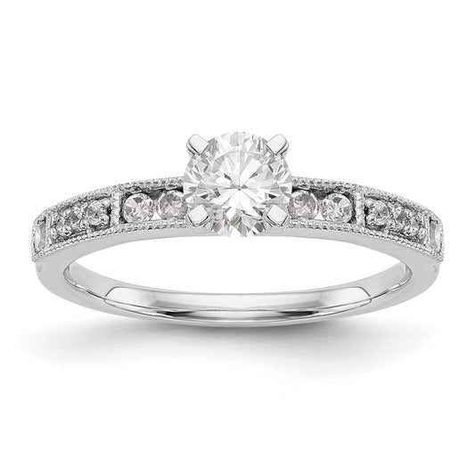14K White Gold Diamond Peg Set Engagement Ring