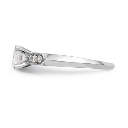 14K White Gold Diamond Peg Set Engagement Ring