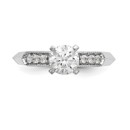 14K White Gold Diamond Peg Set Engagement Ring