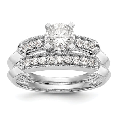 14K White Gold Diamond Peg Set Engagement Ring