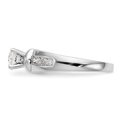 14K White Gold Diamond Peg Set Engagement Ring