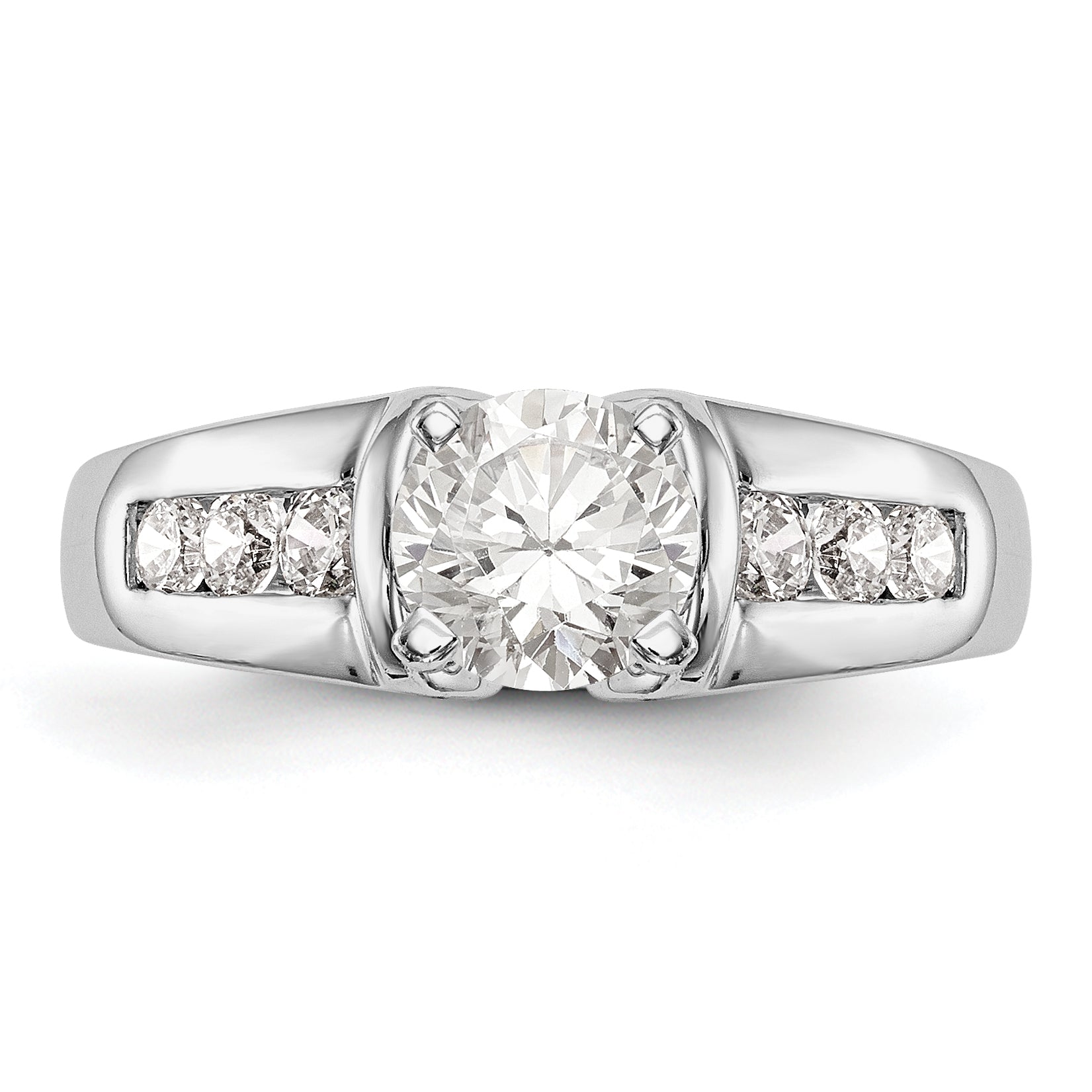 14K White Gold Diamond Peg Set Engagement Ring