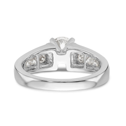 14K White Gold Diamond Peg Set Engagement Ring