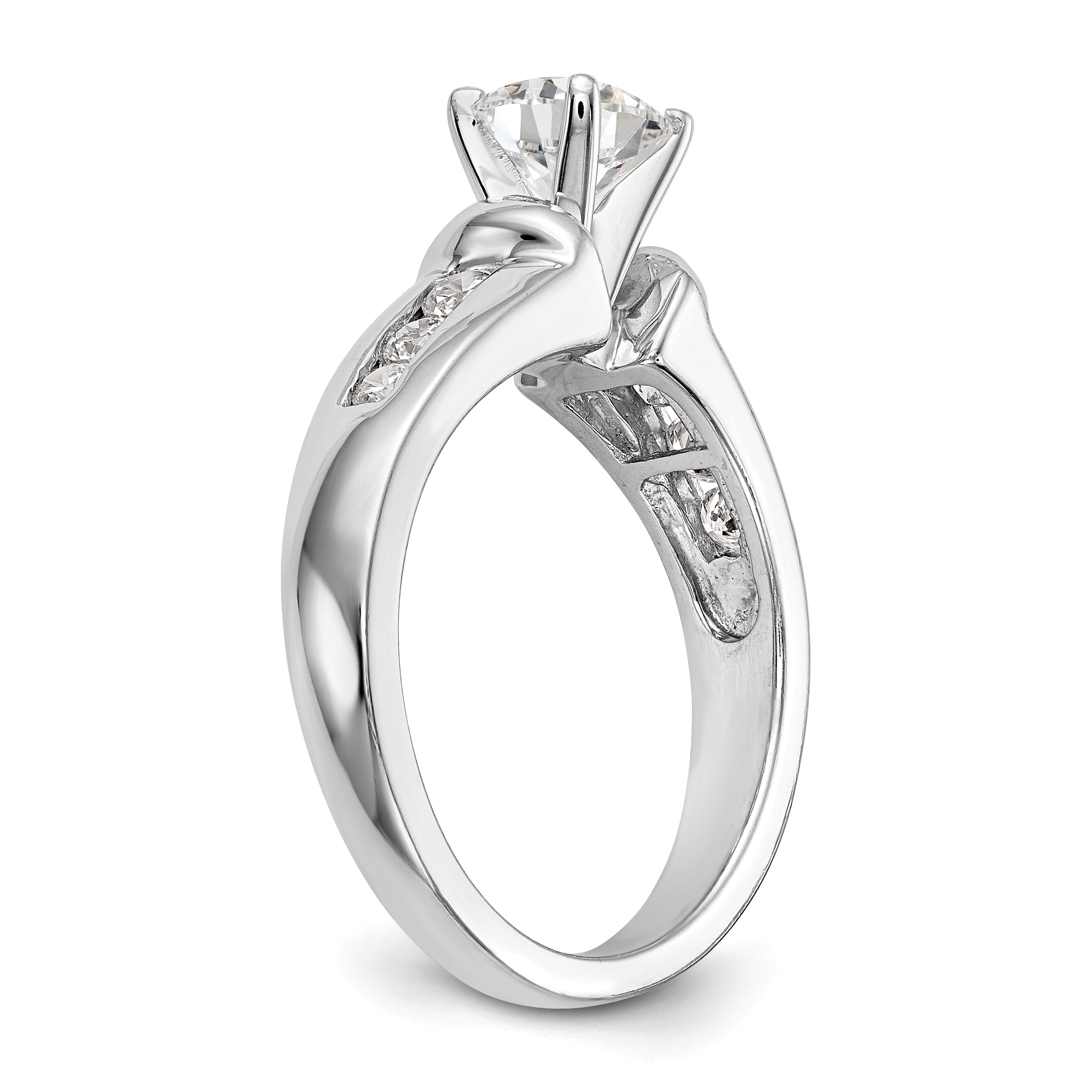 14K White Gold Diamond Peg Set Engagement Ring