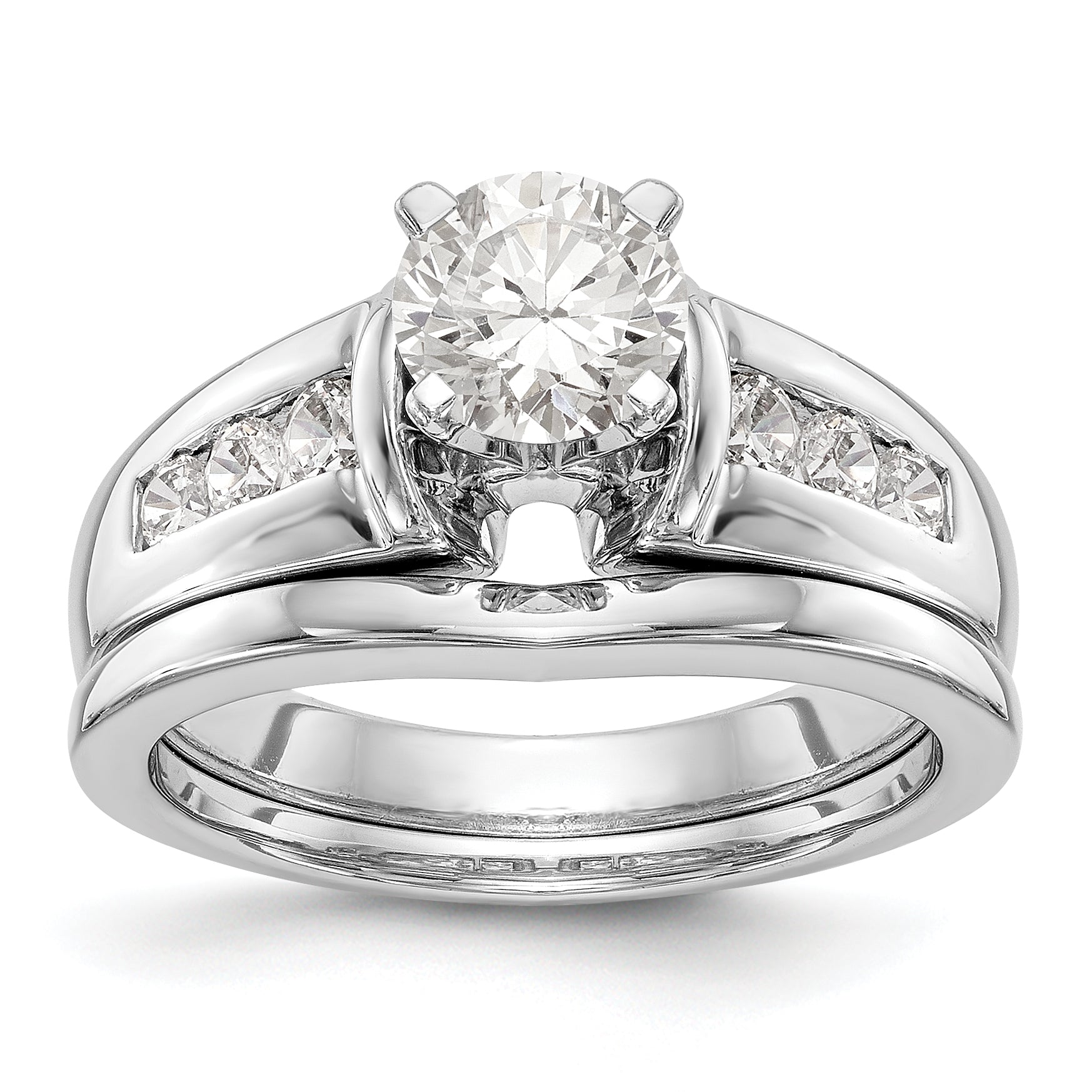 14K White Gold Diamond Peg Set Engagement Ring