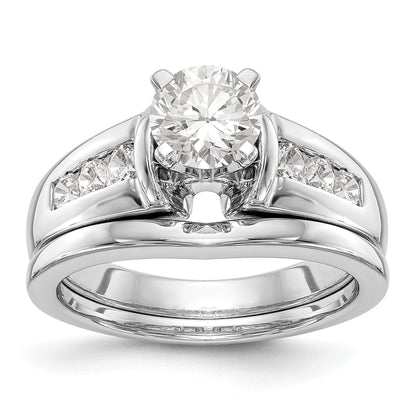 14K White Gold Diamond Peg Set Engagement Ring