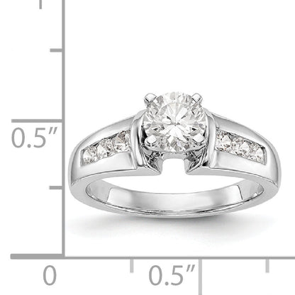 14K White Gold Diamond Peg Set Engagement Ring