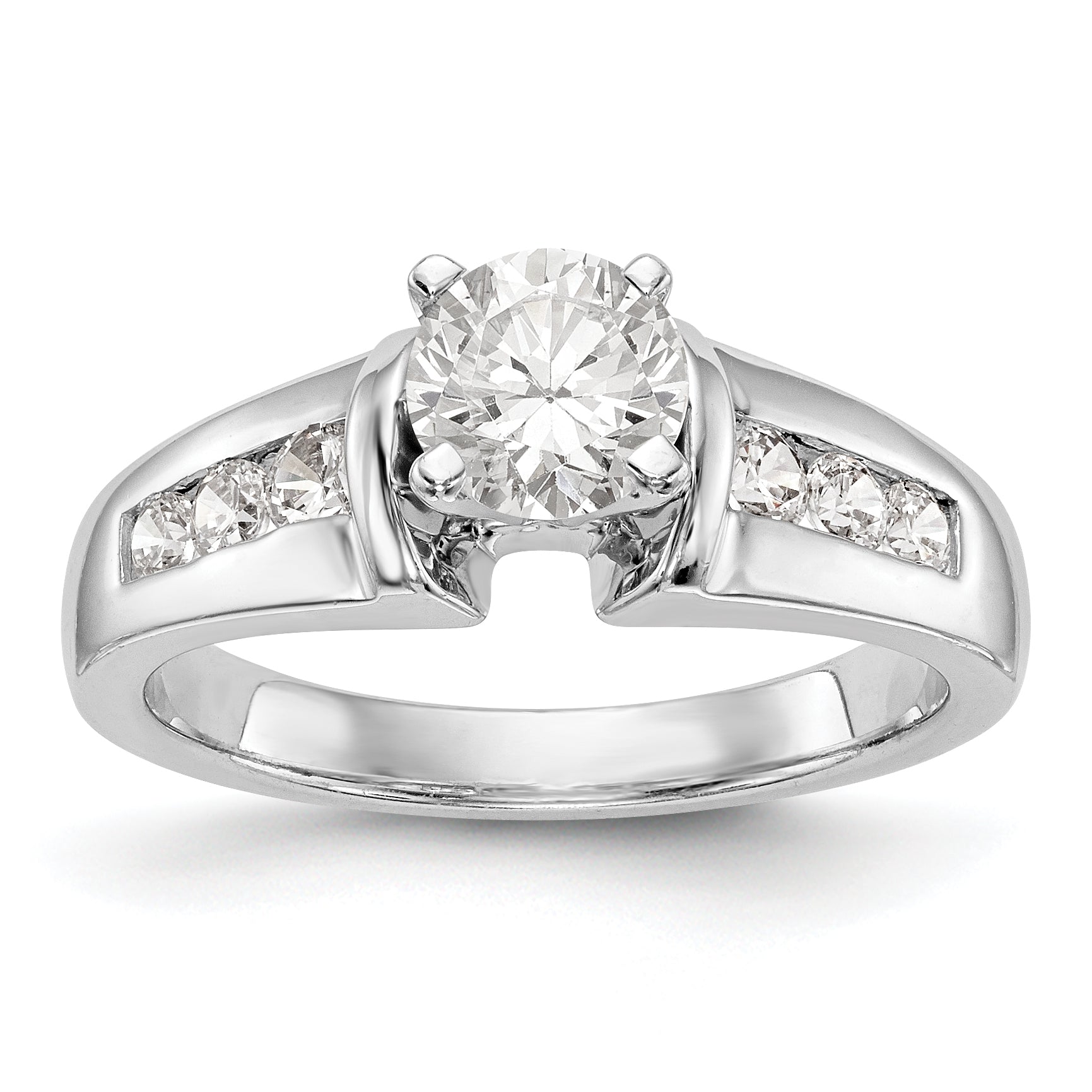 14K White Gold Diamond Peg Set Engagement Ring