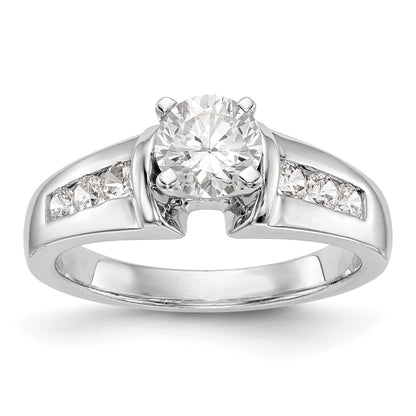 14K White Gold Diamond Peg Set Engagement Ring