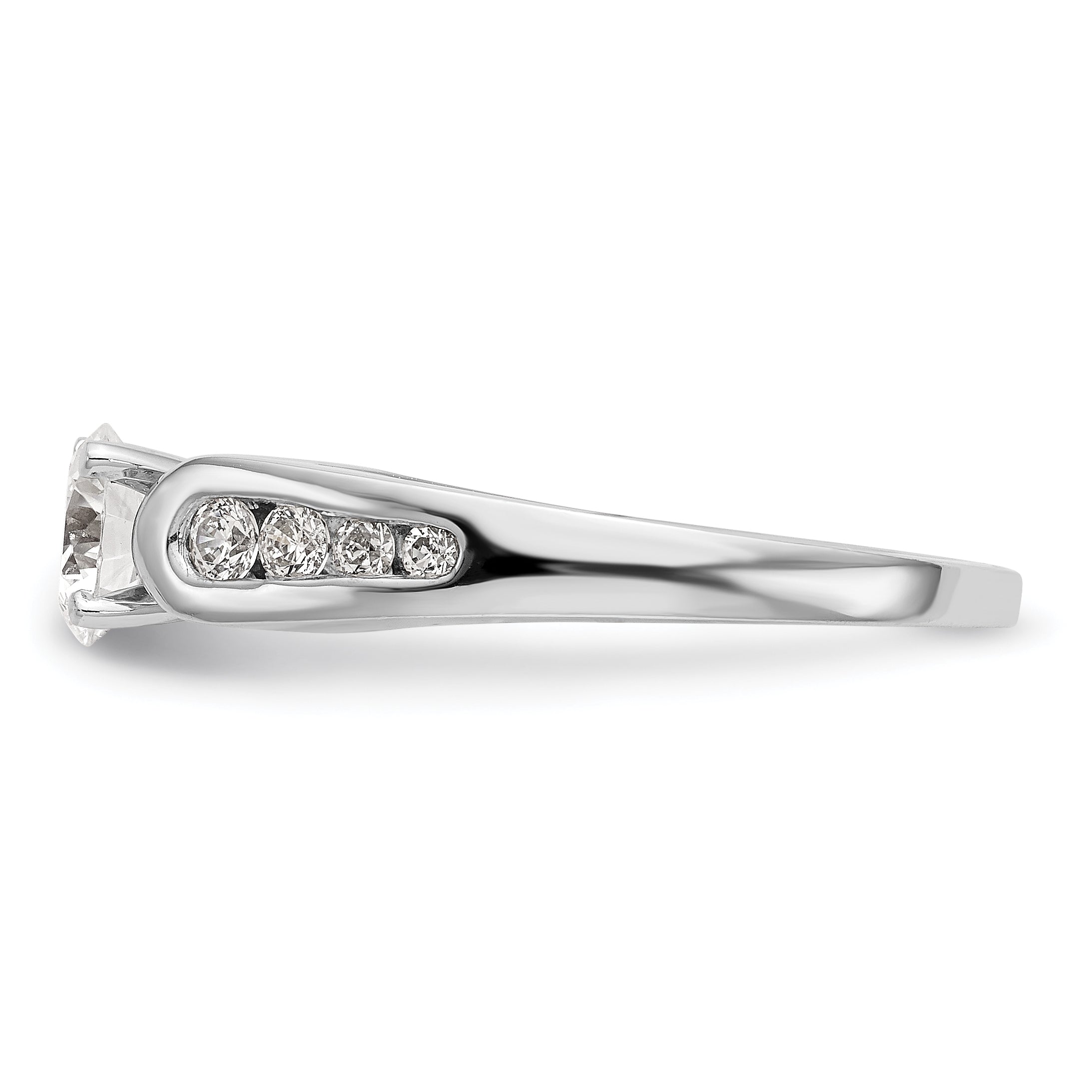 14K White Gold Diamond Peg Set Engagement Ring