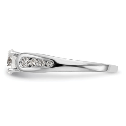 14K White Gold Diamond Peg Set Engagement Ring