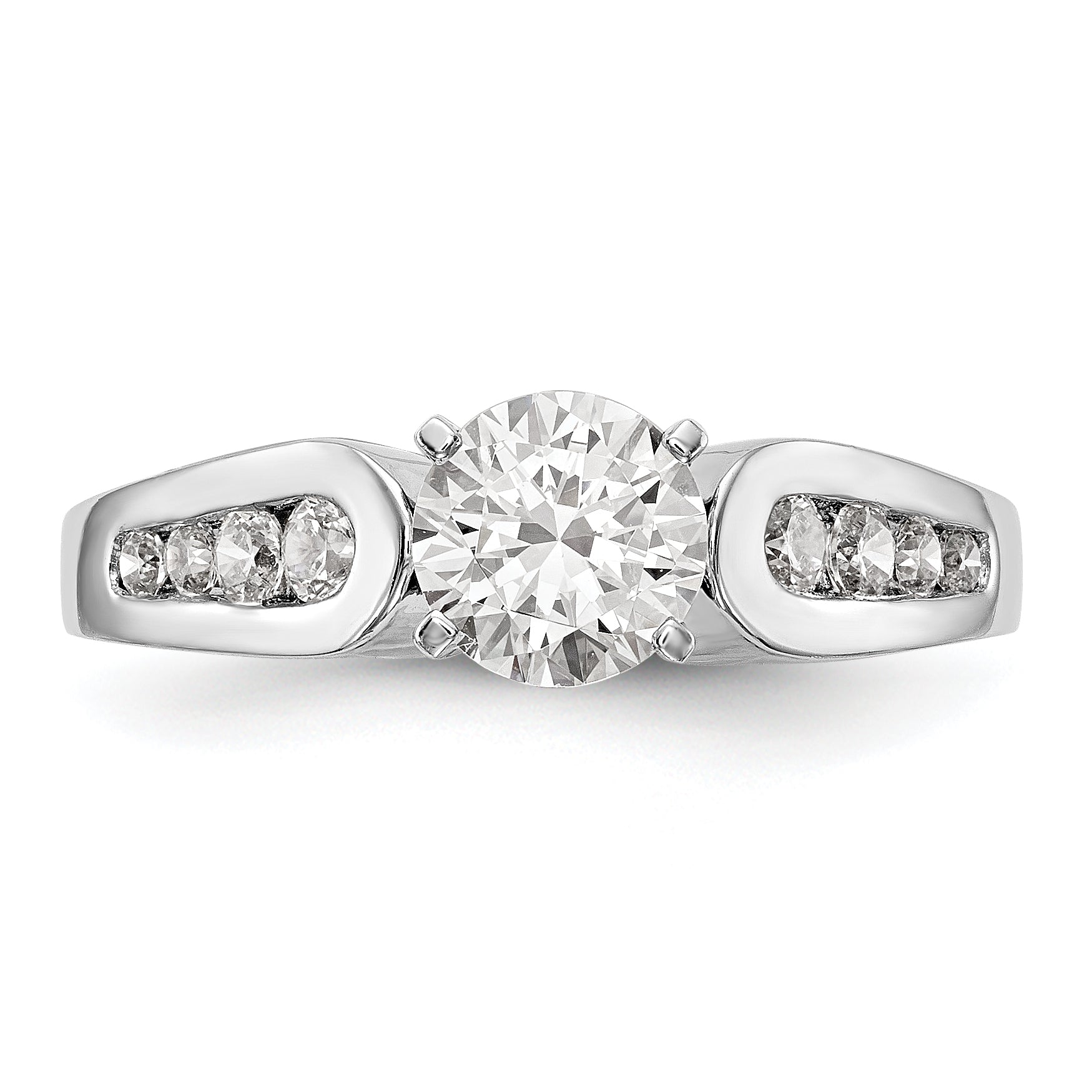14K White Gold Diamond Peg Set Engagement Ring