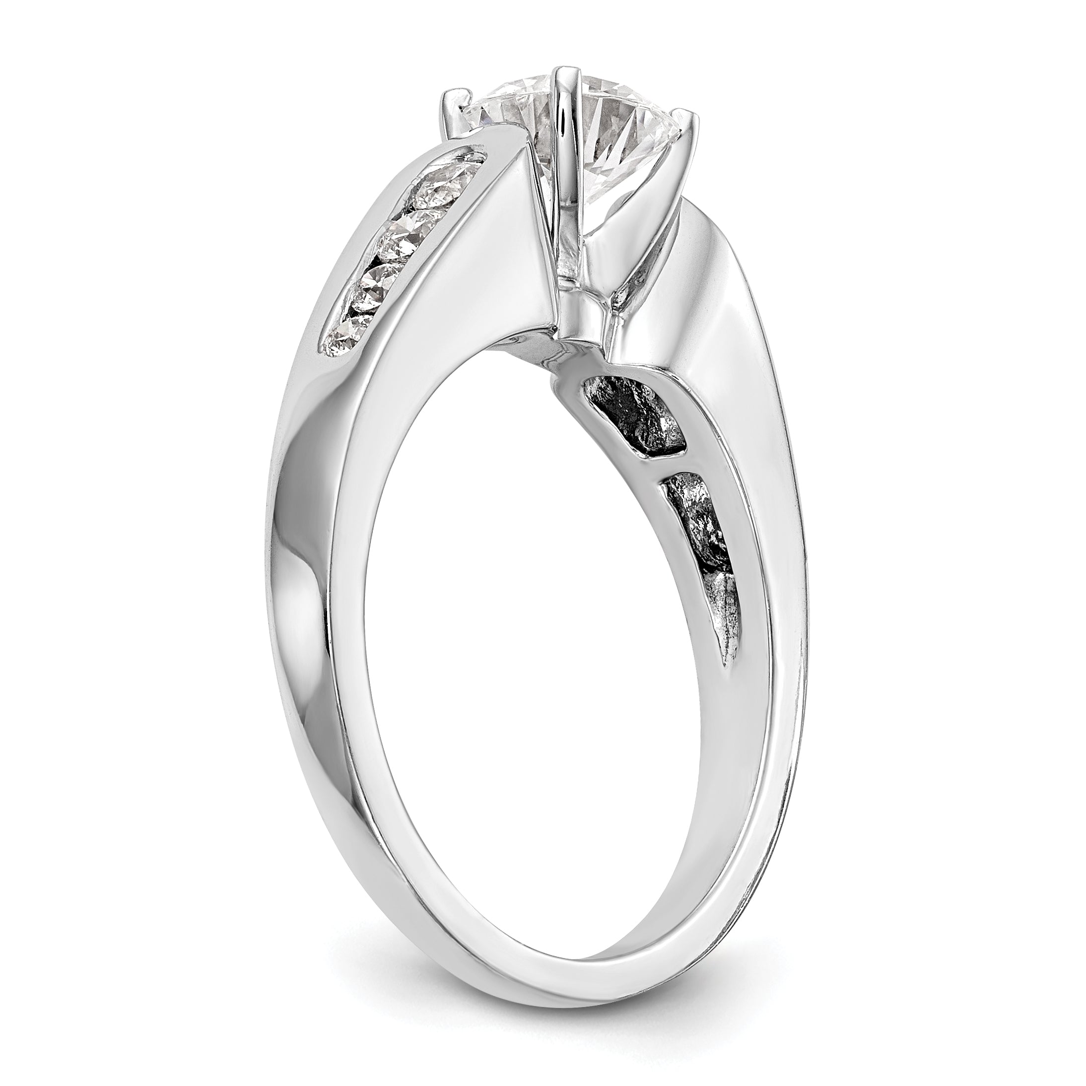 14K White Gold Diamond Peg Set Engagement Ring