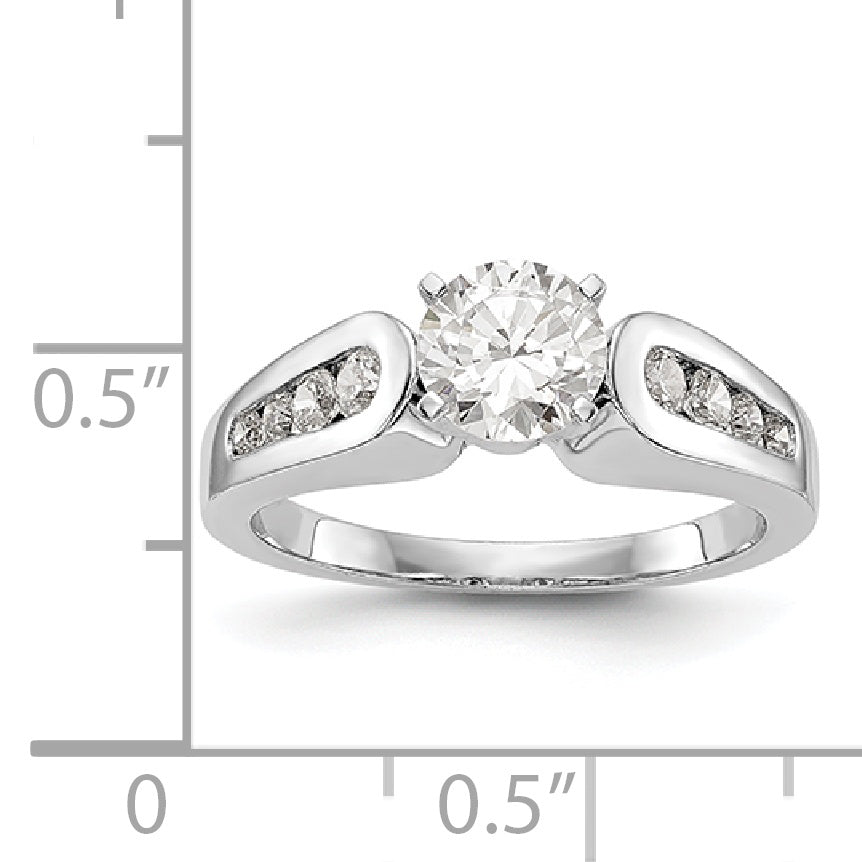 14K White Gold Diamond Peg Set Engagement Ring
