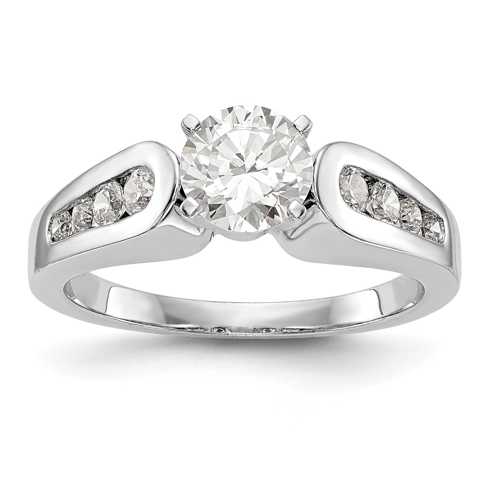 14K White Gold Diamond Peg Set Engagement Ring