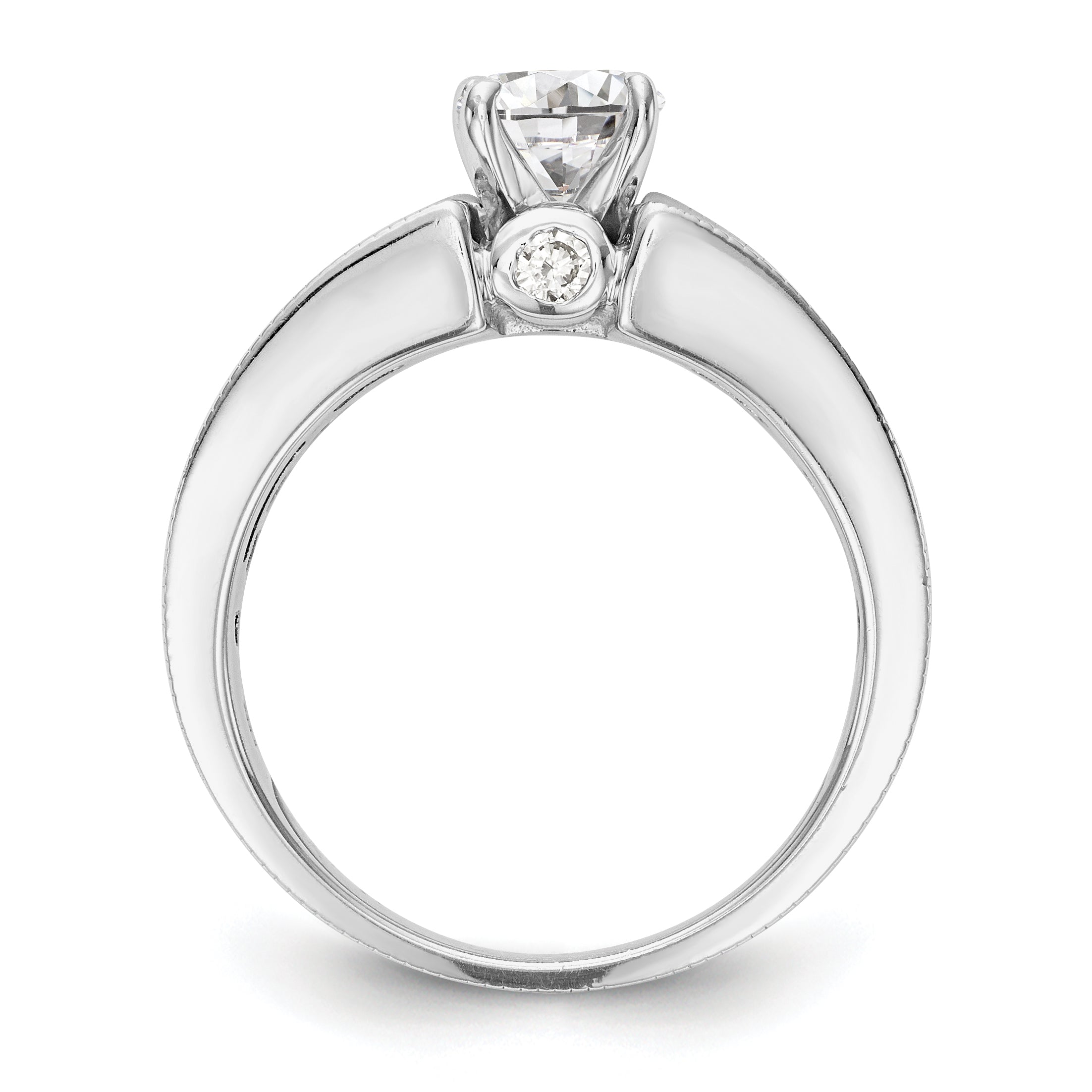14K White Gold Diamond Peg Set Engagement Ring