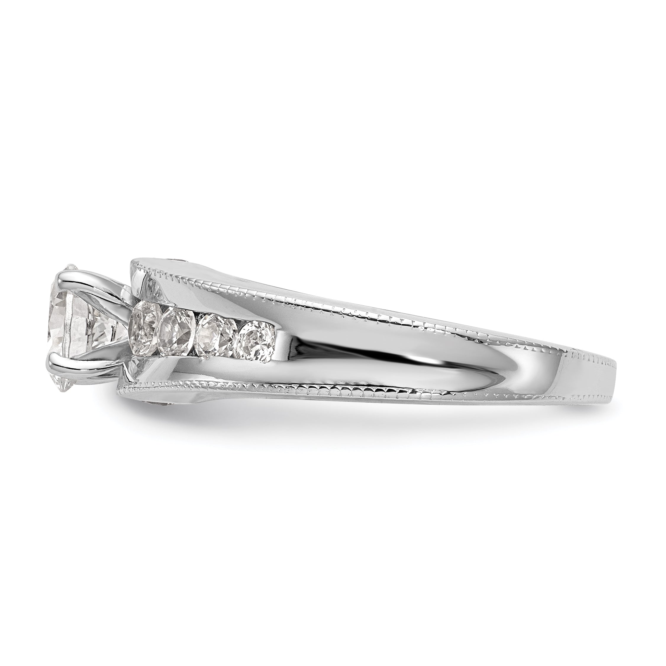 14K White Gold Diamond Peg Set Engagement Ring